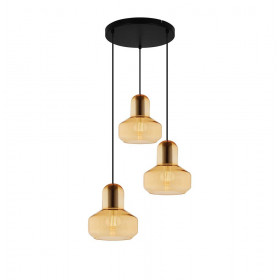 Φωτιστικό Τρίφωτο E27 Μαύρο Και Μελί Mandy 4296000 VIOKEF