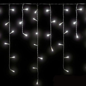 Βροχή Με 100 Λευκά LED Ασύμμετρη Διάφανο Καλώδιο Επεκτάσιμη
