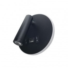 Σποτ Επίτοιχο LED 12W 3000K Μαύρο Με USB 43418-BL INLIGHT