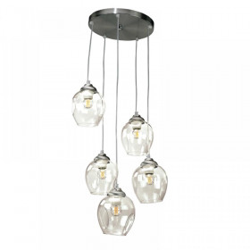 Φωτιστικό Πεντάφωτο E27 Νίκελ Και Διάφανο 4474-5-NM INLIGHT