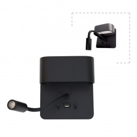 Απλίκα LED 9W 3000k Μαύρο Με USB 43036-BL INLIGHT