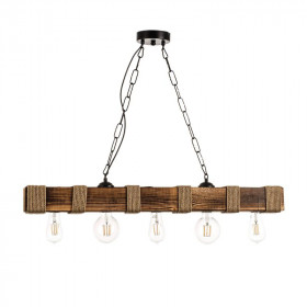 Φωτιστικό Πεντάφωτο Ε27 Μαύρο Και Ξύλο 5318-5 INLIGHT