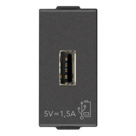 Πρίζα Φόρτισης USB TypeA 1 Στοιχείου Carbon Ματ Neve 09292.CM VIMAR