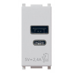Πρίζα Φόρτισης USB Διπλή TypeA+C 1 Στοιχείου Ασημί Plana 14292.AC.SL VIMAR
