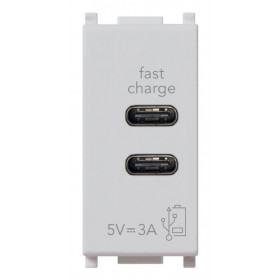 Πρίζα Φόρτισης USB Διπλή TypeC+C 1 Στοιχείου Ασημί Plana 14292.CC.SL VIMAR