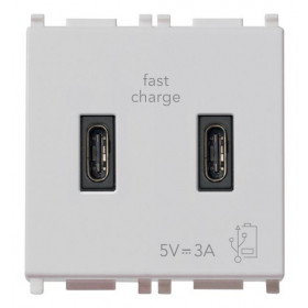 Πρίζα Φόρτισης USB Διπλή TypeC+C 2 Στοιχείων Ασημί Plana 14295.CC.SL VIMAR