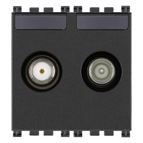 Πρίζα TV/RD-SAT Διέλευσης 2 Στοιχείων Γκρί Arke 19302.10 VIMAR