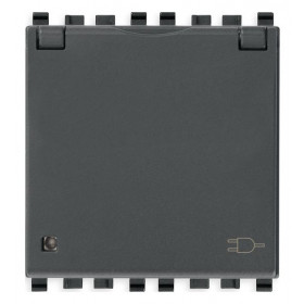 Πρίζα Σούκο Ασφαλείας Με Καπάκι Γκρί Eikon 20208.C VIMAR
