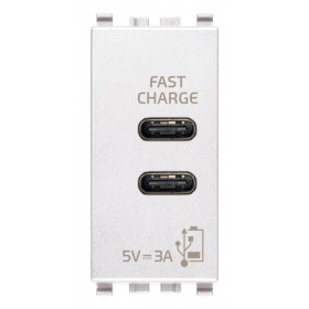 Πρίζα Φόρτισης USB Διπλή TypeC+C 1 Στοιχείου Λευκό Eikon 20292.CC.B VIMAR
