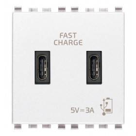 Πρίζα Φόρτισης USB Διπλή TypeC+C 2 Στοιχείων Λευκό Eikon 20295.CC.B VIMAR