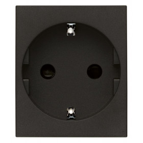 Πρίζα Σούκο Ασφαλείας 2 Στοιχείων Μαύρο Linea 30208.G VIMAR