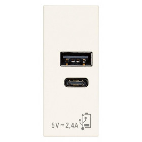 Πρίζα Φόρτισης USB Διπλή TypeA+C 1 Στοιχείου Λευκό Linea 30292.ACB VIMAR