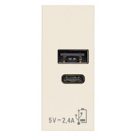 Πρίζα Φόρτισης USB Διπλή TypeA+C 1 Στοιχείου Μπεζ Linea 30292.ACC VIMAR
