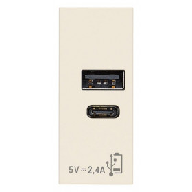 Πρίζα Φόρτισης USB Διπλή TypeA+C 1 Στοιχείου Μπεζ Linea 30292.ACC VIMAR