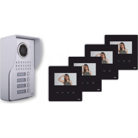 KIT Θυροτηλεόρασης 4 Διαμερισμάτων Με Οθόνες 4,3' Μαύρες 034410 CTC