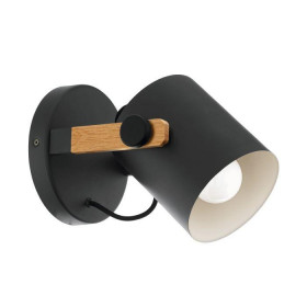 Σποτ Επίτοιχο E27 Μαύρο Και Ξύλο Hornwood 43046 EGLO