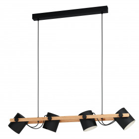 Φωτιστικό Τετράφωτο E27 Μαύρο Και Ξύλο Hornwood 43424 EGLO