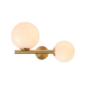 Απλίκα Δίφωτη E14 Χρυσό Με Οπάλ Γυαλί 1995 ZAMBELIS