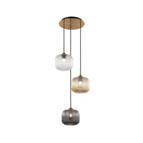 Φωτιστικό Τρίφωτο E27 Ορείχαλκος Και Διάφανο 22073 ZAMBELIS