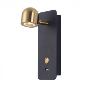 Απλίκα LED 2.5W 3000k Ορείχαλκος Και Μαύρο Με USB 23038 ZAMBELIS