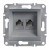 Πρίζα Δικτύου Διπλή RJ45 Cat.6 UTP Ατσάλι EPH4800162 ASFORA