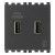 Πρίζα Φόρτισης USB Διπλή TypeA+A 2 Στοιχείων Γκρι Arke 19295 VIMAR