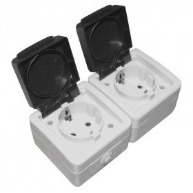 Πρίζα Σούκο Διπλή Επίτοιχη Γκρι 13-20501211 ADELEQ