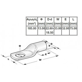 Ακροδέκτης Κως Πρέσσας Β.Τ. 185mm² Με Οπή 12mm SC185-12.5 CHS