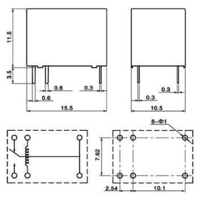 Ρελέ Μινιατούρας 1P 12V DC 1A SYS1-S-112L SANYOU