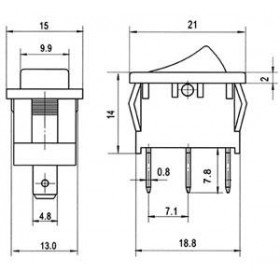 Διακόπτης Rocker ON-OFF-ON Mini Μαύρο 250V RL3-113