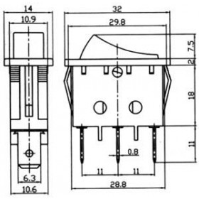 Διακόπτης Rocker ON-OFF-ON Μαύρο 250V RS-103