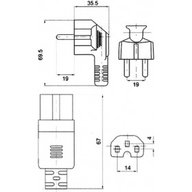 Καλώδιο Τροφοδοσίας Συσκευών 3X0.1mm² 2m Μαύρο IEC C15