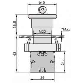 Μπουτόν Πόρτας Φ22 1NC Μανιτάρι Με Κλειδί 230V BS142 KND ELECTRIC