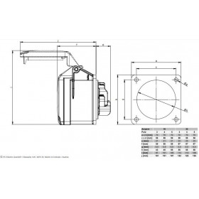 Πρίζα Πίνακα Θηλυκό 3P 32A IP44 323-6 PC ELECTRIC