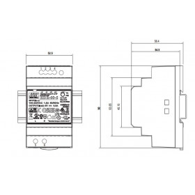 Τροφοδοτικό Ράγας 54W Με Έξοδο 12VDC 4.5A HDR60-12 MEAN WELL