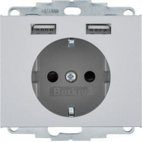 Πρίζα Σούκο Με Θύρες USB Αλουμίνιο K.5 BERKER