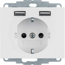 Πρίζα Σούκο Με Θύρες USB Λευκό K.1 BERKER