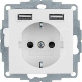 Πρίζα Σούκο Με Θύρες USB Λευκό S.1/B.x BERKER