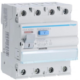 Ρελέ Διαρροής A 4P 25Α 30mA CDA425H HAGER