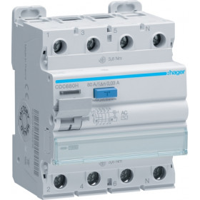 Ρελέ Διαρροής AC 4P 80Α 30mA CDC680H HAGER