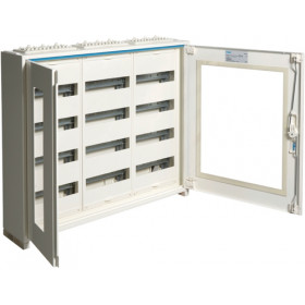 Πίνακας Επίτοιχος Με 3 Στήλες 4 Σειρών 144 Στοιχείων Διάφανη Πόρτα FWB43GS HAGER