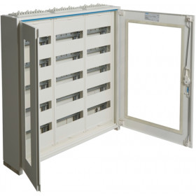 Πίνακας Επίτοιχος Με 3 Στήλες 5 Σειρών 180 Στοιχείων Διάφανη Πόρτα FWB53GS HAGER