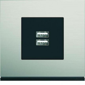 Μετώπη Διπλής Πρίζας USB 2 Στοιχείων Μαύρο WXD112N HAGER