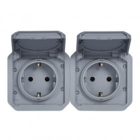 Μηχανισμός Πρίζας Σουκο Διπλή Γκρι Plexo 069576L LEGRAND