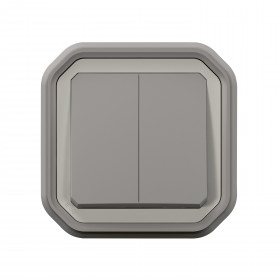 Διακόπτης Διπλός A/R Ή Διπλό Μπουτόν Χωνευτό Γκρι Plexo 069715L LEGRAND