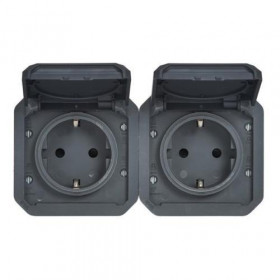 Μηχανισμός Πρίζας Σουκο Διπλή Ανθρακί Plexo 069879L LEGRAND