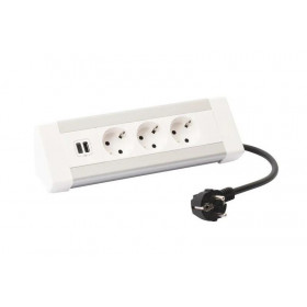 Πολύπριζο Επιτραπέζιο 3 Σούκο,2 USB Λευκό 3m 653567 LEGRAND