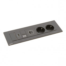 Πολύπριζο Γραφείου 2 Σούκο,2 USB, RJ45 Και HDMI Μαύρο 654787 LEGRAND