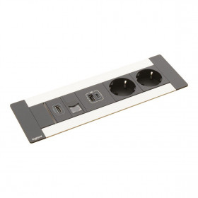 Πολύπριζο Γραφείου 2 Σούκο,2 USB,RJ45 Και HDMI Μαύρο Και Ασημί 654791 LEGRAND