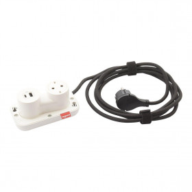 Πολύπριζο Γραφείου 1 Σούκο,2 USB Λευκό 2.5m 654908 LEGRAND